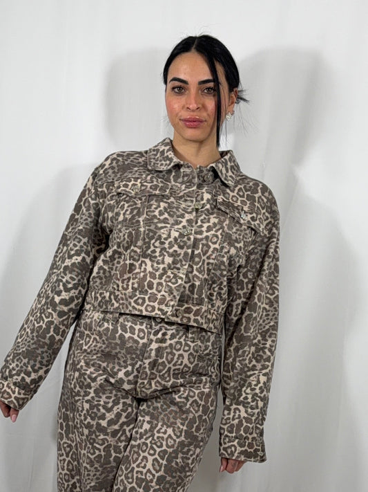 Giacca denim animalier